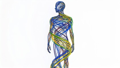 Abstract Colorful Human Body Form with Spiral Lines