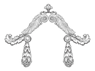 Decorative baroque natural hand drawing filigree flourish vector