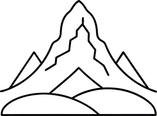 Minimalist Mountain Range Illustration On Transparent Background