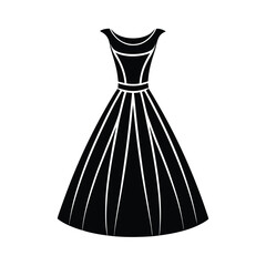 Classic A Line Dress Art Vector Illustration Silhouette