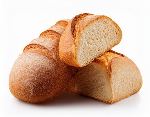 pieces of fresh bread isolated on white