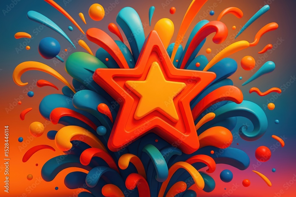 Leinwandbilder vibrant abstract burst of color featuring a star in a dynamic splash display