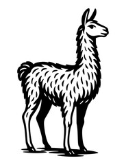 Fototapeta premium Minimal black SVG silhouette of a llama in side profile. Clean outline, isolated object, perfect for farm or South American themed designs.