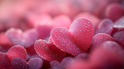 Fototapeta premium Dew-Kissed Hearts A Romantic Macro Photography of Pink Flowers