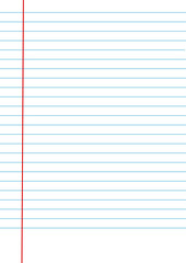 Lined notebook paper template - blue margin