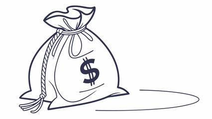 Cartoon Money Bag with Dollar Sign and Rope Tie