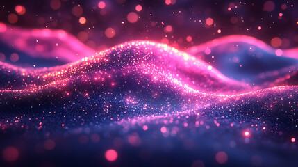 Abstract Pink and Purple Glittering Waves Background