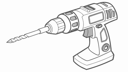 Black and White Illustration of a Cordless Power Drill