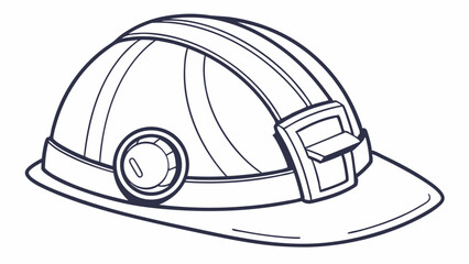 Fototapeta premium Line Drawing of a Hard Hat with Chin Strap and Lamp