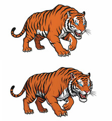 Roaring Tiger with Blue Eyes in Dynamic Pose