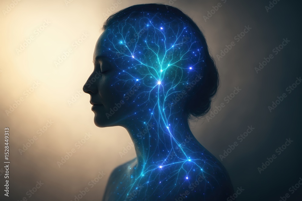 Poster Exploring Neural Pathways and Neuroplasticity in the Calm Mind of a Person at Dusk