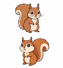 Cute Cartoon Squirrel Posing with Friendly Expression