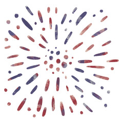 Hand-drawn red white blue fireworks for 4th of July design