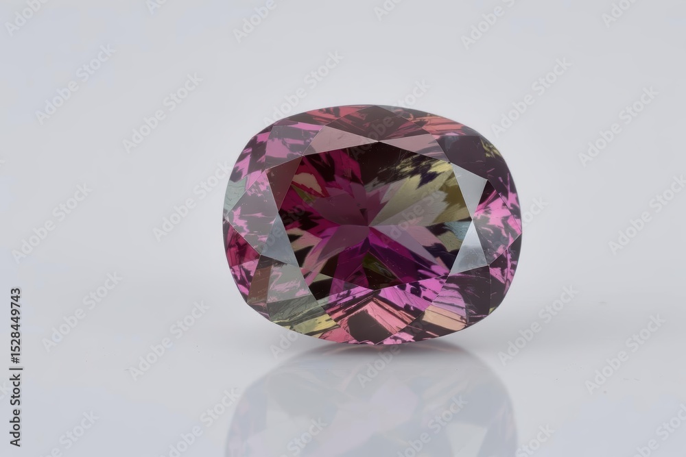 Poster polychrome tourmaline crystal showcasing vibrant colors and intricate patterns under bright light