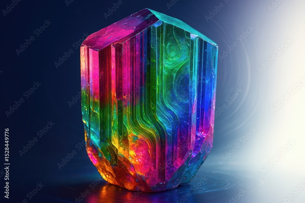 Poster polychrome tourmaline crystal showcasing vibrant colors and unique textures in natural light