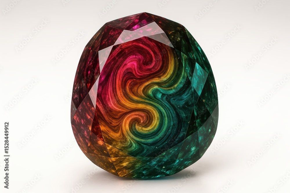 Poster Polychrome Tourmaline Showcasing Vibrant Colors and Intricate Patterns in a Striking Formation
