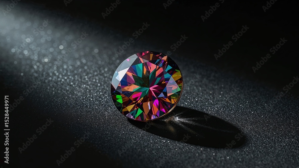 Poster stunning polychrome tourmaline gemstone reflecting light in a dark setting