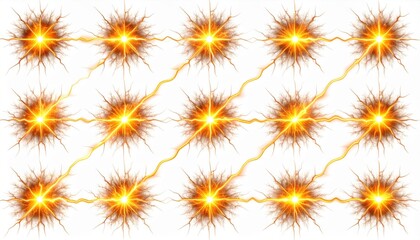Golden Sparkler Lights Pattern on White Background