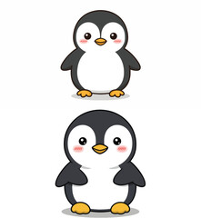 Adorable Baby Penguin Cartoon Characters Set