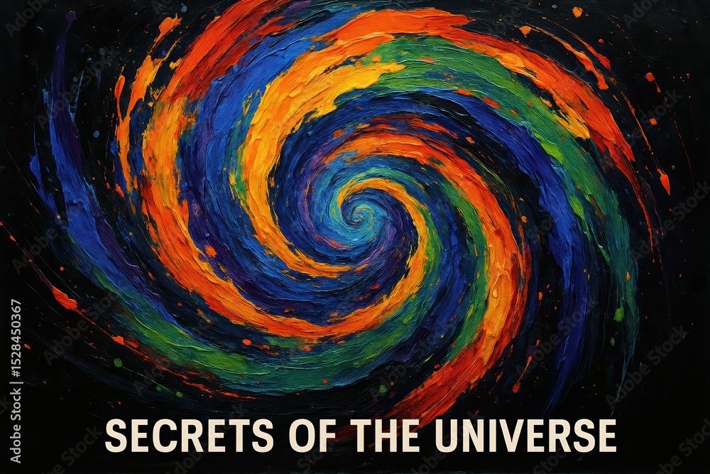 Poster Exploration of Cosmic Colors and Patterns in the Secrets of the Universe Artwork