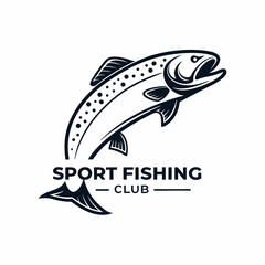 Brown Trout Logo. Unique, Bold, and Eye-catching Brown trout jumping out of the water. Suitable for any Brown Trout Fishing events.