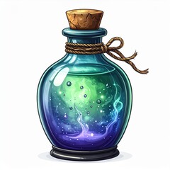 Pixel Art Fantasy Potion Bottle with Glowing Liquid