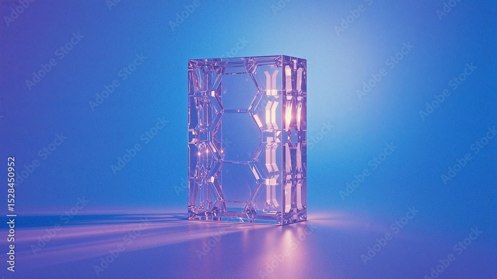 Poster Shield Barrier With Intricate Design Illuminated in Soft Purple Light on a Gradient Background