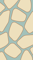 Abstract organic shapes and lines seamless pattern in earthy tones on transparent background