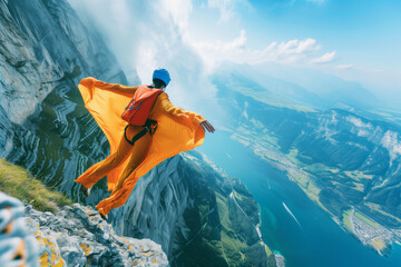 Sports Squirrel Jump, diving from a summit to experience the ultimate extreme sport of flying at great heights