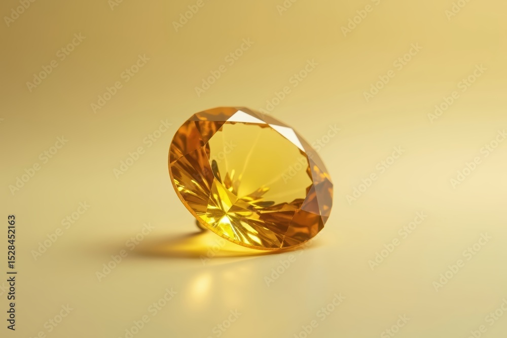 Poster yellow sapphire gem sparkling under soft lighting on a smooth surface