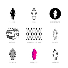 Each woman icon has its own creative design, and each design can meet the needs of different jobs. Vector and illustration.