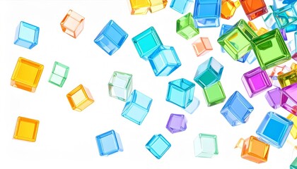 Colorful Cubes Scattered on White Background
