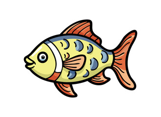Colorful Cartoon Fish Illustration with Orange and Blue Accents