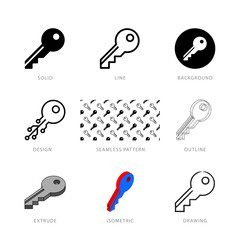 Each house key icon has its own creative design, and each design can meet the needs of different jobs. Vector Illustration.
