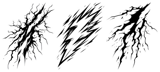PNG Dynamic abstract lightning designs, element set on transparent background