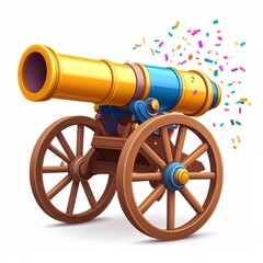 Golden and Blue Cannon with Confetti Explosion
