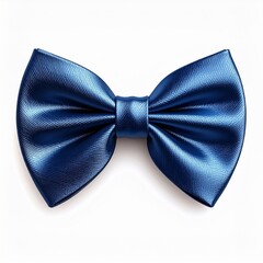 Blue Satin Bow Tie on White Background