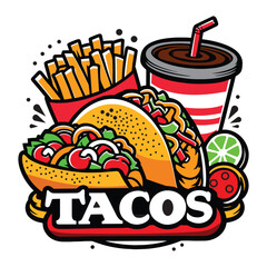 Tacos Mexican fast food vector silhouette