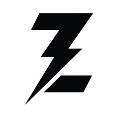 Bold black stylized lightning bolt shaped as the letter Z.