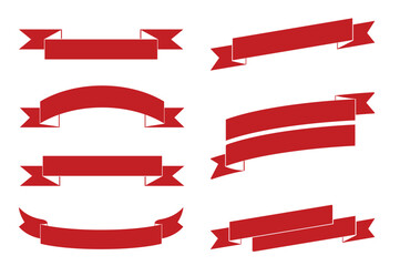 Red Ribbons on white background.