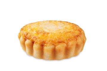 Ham and cheese tartlet on a white isolated background