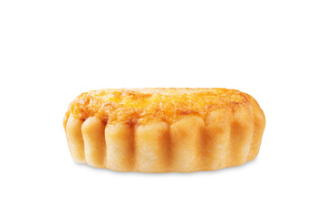 Ham and cheese tartlet on a white isolated background