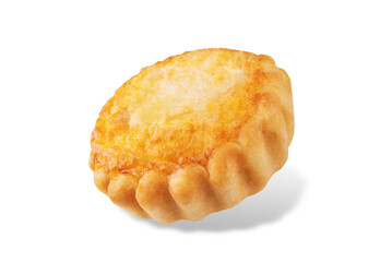 Ham and cheese tartlet on a white isolated background