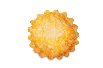 Ham and cheese tartlet on a white isolated background