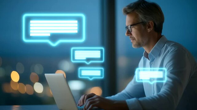 Seamless AI-driven customer support in a contemporary office setting.