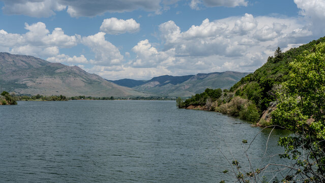 Wide Landscape View of Pineview Reservoir in Northern Utah