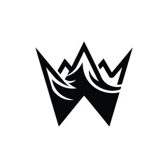 Stylized mountain range logo resembling a crown, incorporating a 
