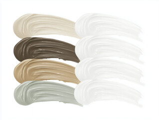 Colorful paint strokes on white islotated background with earthy tones