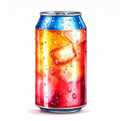 Obraz premium Refreshing Soda Can with Ice Cubes and Vibrant Gradient