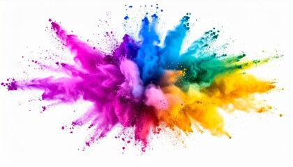 Vibrant Color Powder Explosion on White Background